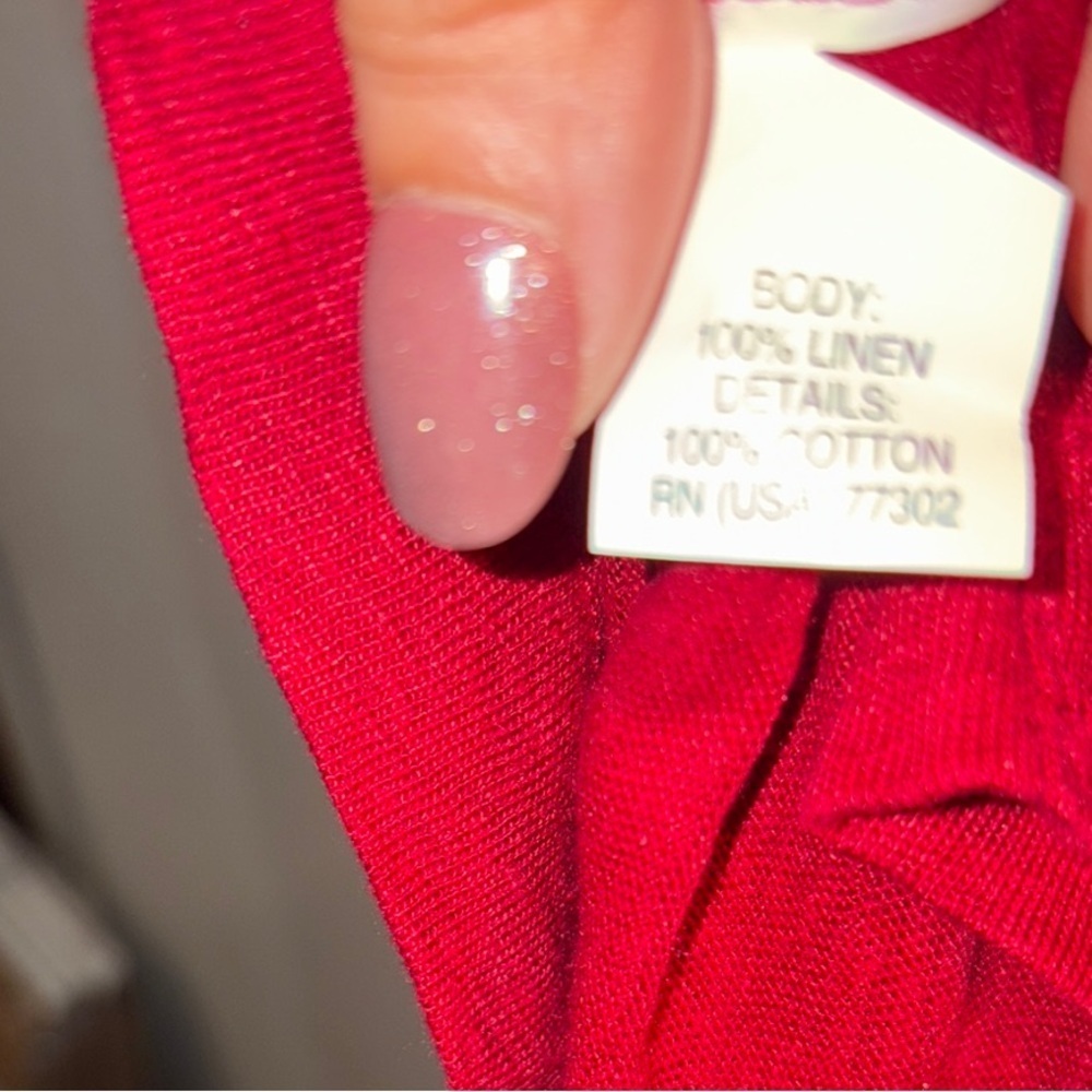 Zara Red Long Sleeve 100% Linen Top Medium - Picture 10 of 11